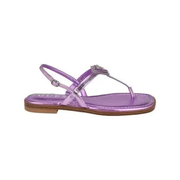 GUESS Rainey Logo T Strap Flat Sandals Dark Pink Purple Size 10 $100 - Picture 4 of 4